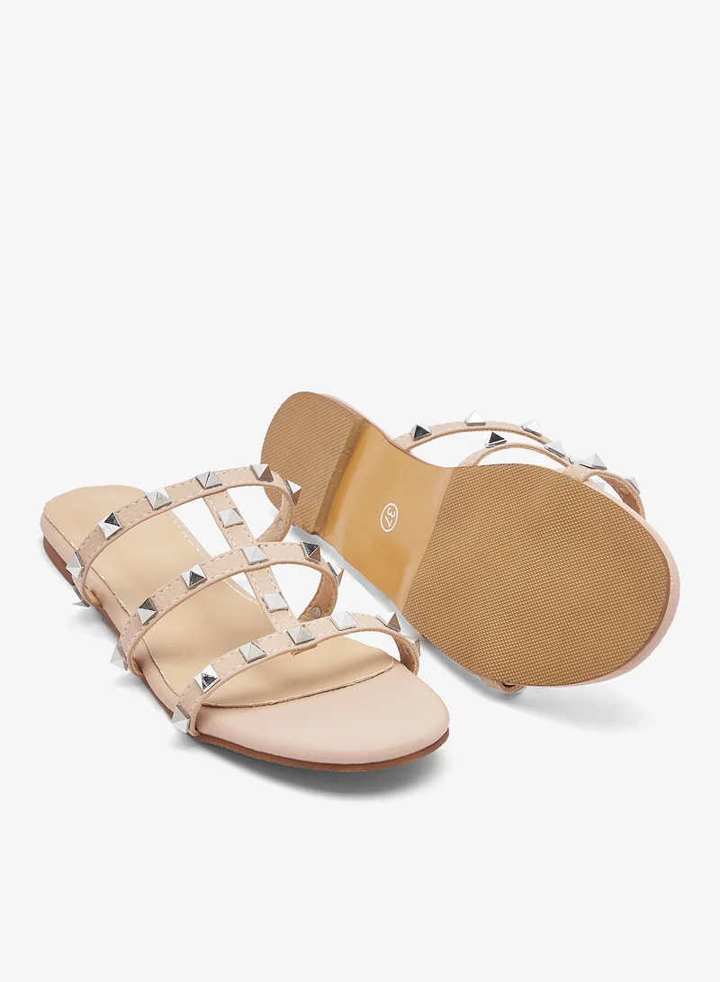 Ginger Beige Stud Embellished Flat Sandals for Women | Best Price UAE